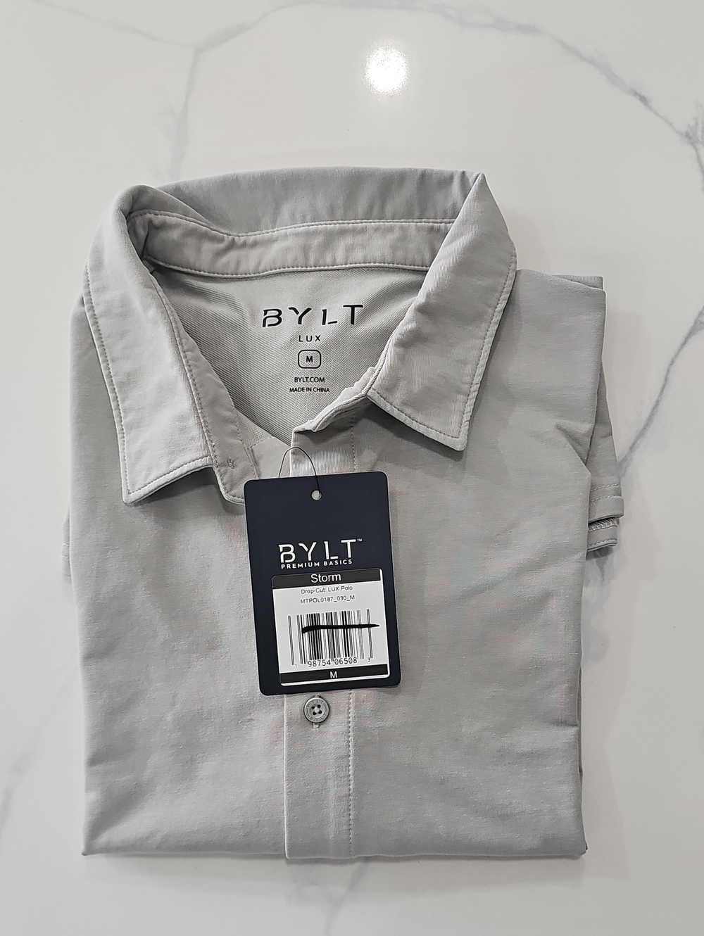 BYLT Basics Short Sleeve Polo - Storm Gray - New.
